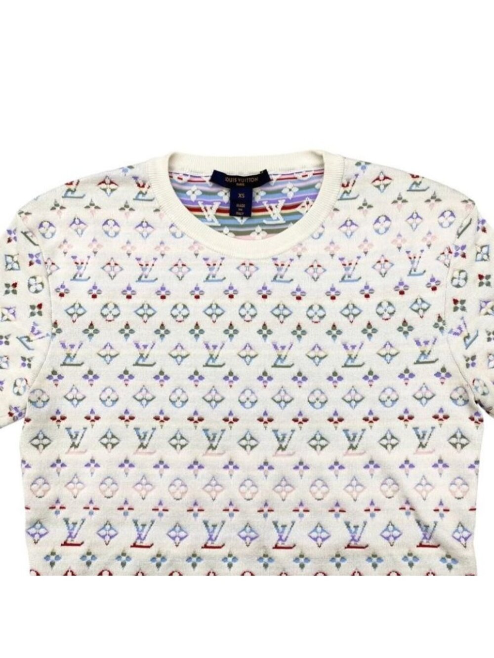 Louis Vuitton Short Sleeve Sweater Logo Monogram Knit Rw222 B Tt9 Fnks99 XS Size - Picture 3 of 8